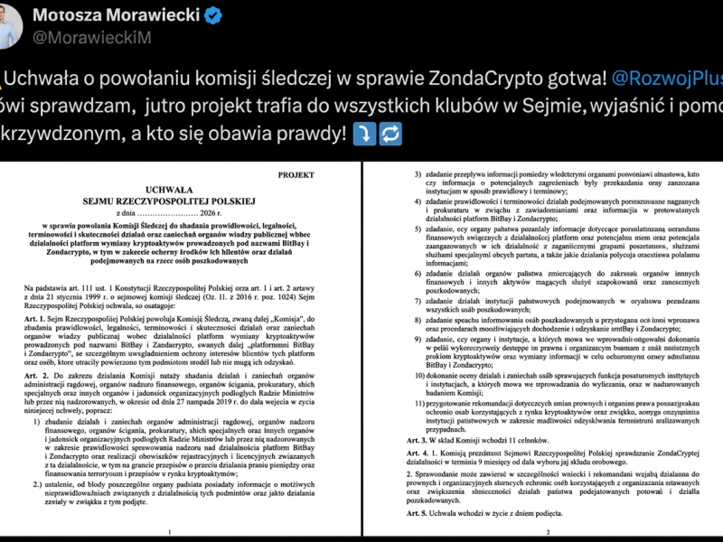 Krótka pamięć? Rozwój chce komisji w sprawie ZondaCrypto, zapomniał o GetBack